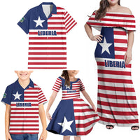 Liberia Flag Style Family Matching Off Shoulder Maxi Dress and Hawaiian Shirt The Love of Liberty Brought Us Here