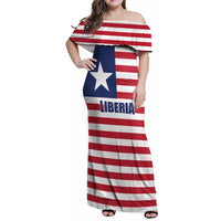 Liberia Flag Style Family Matching Off Shoulder Maxi Dress and Hawaiian Shirt The Love of Liberty Brought Us Here