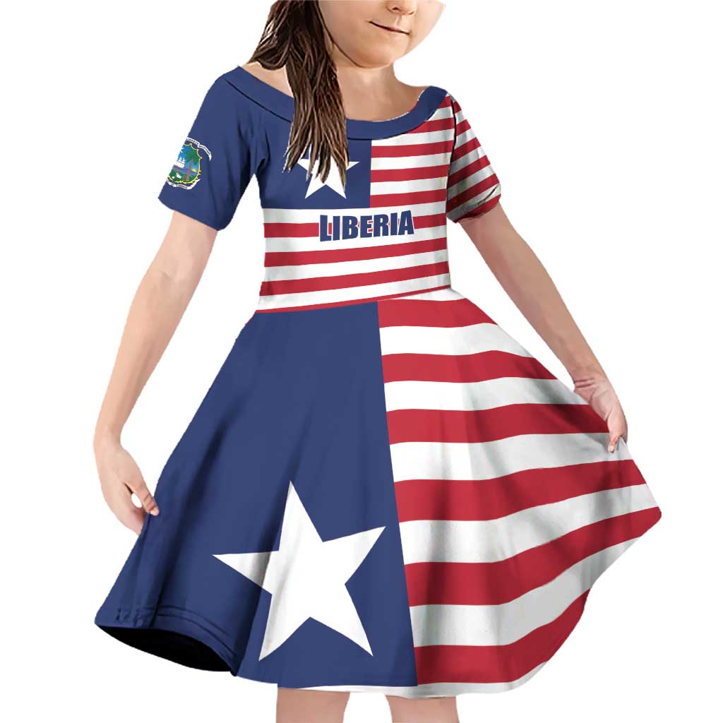 Liberia Flag Style Family Matching Off Shoulder Short Dress and Hawaiian Shirt The Love of Liberty Brought Us Here