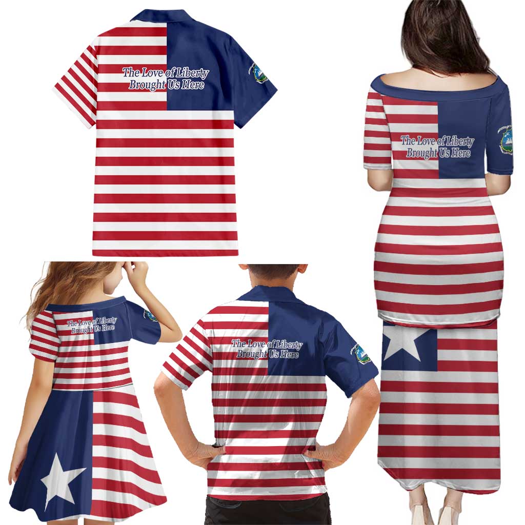 Liberia Flag Style Family Matching Puletasi and Hawaiian Shirt The Love of Liberty Brought Us Here