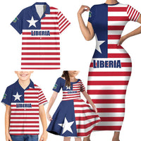 Liberia Flag Style Family Matching Short Sleeve Bodycon Dress and Hawaiian Shirt The Love of Liberty Brought Us Here