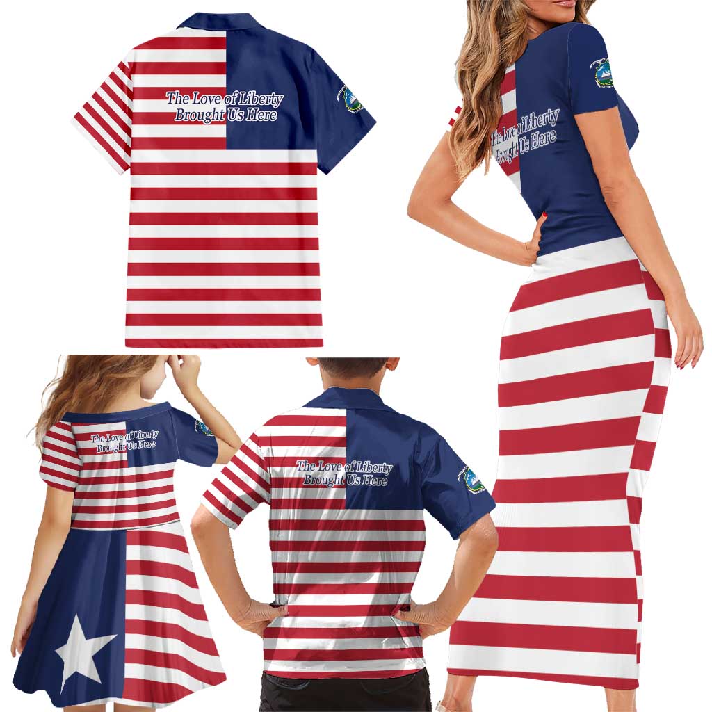 Liberia Flag Style Family Matching Short Sleeve Bodycon Dress and Hawaiian Shirt The Love of Liberty Brought Us Here