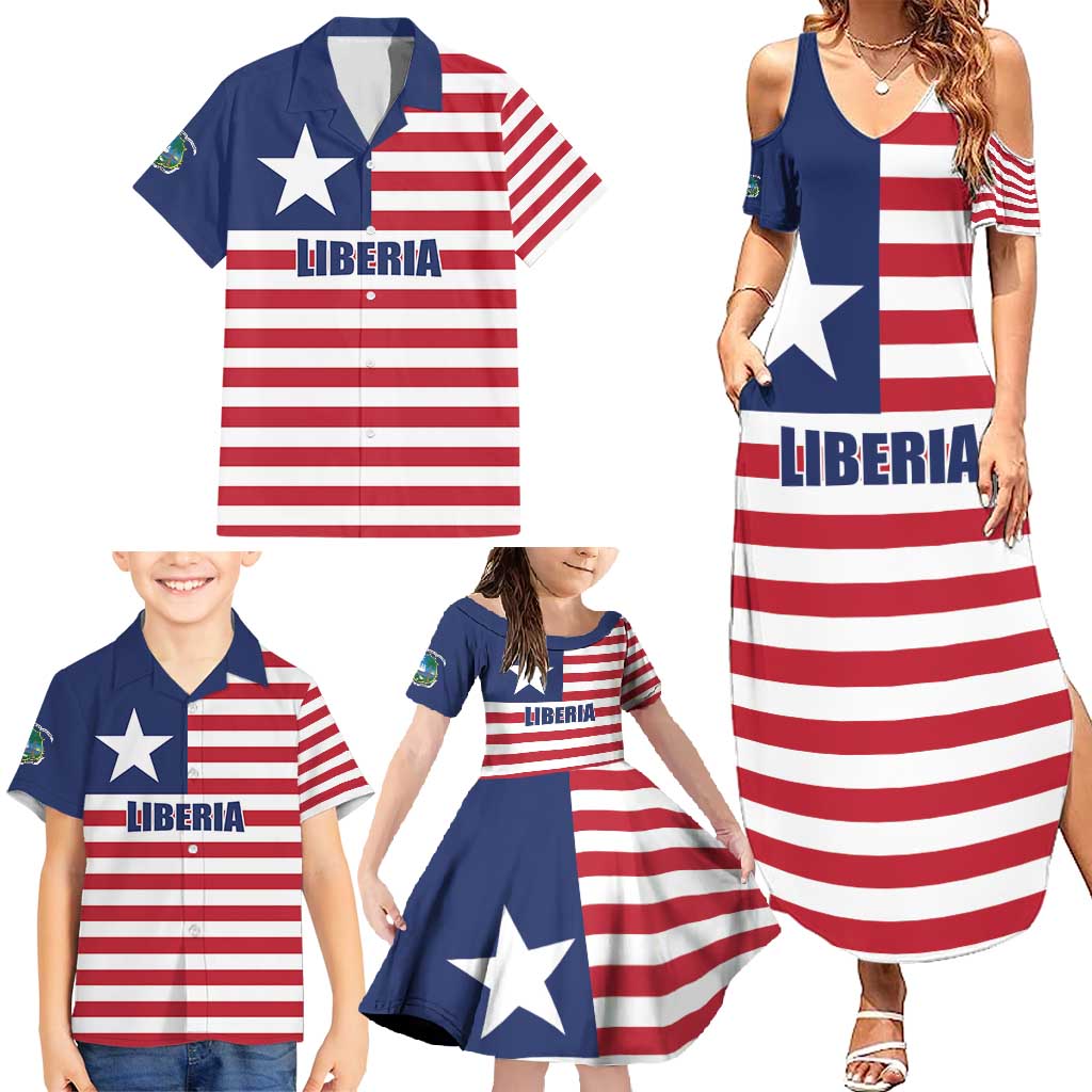 Liberia Flag Style Family Matching Summer Maxi Dress and Hawaiian Shirt The Love of Liberty Brought Us Here