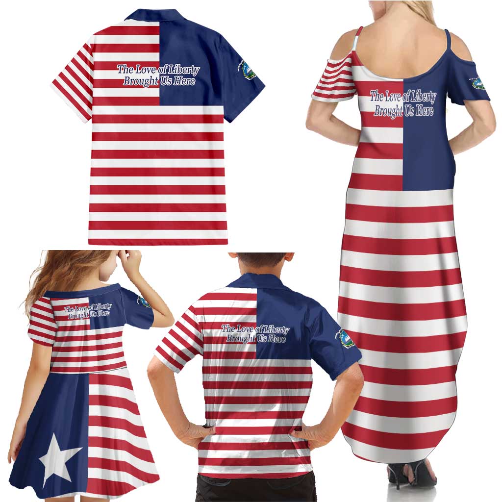 Liberia Flag Style Family Matching Summer Maxi Dress and Hawaiian Shirt The Love of Liberty Brought Us Here