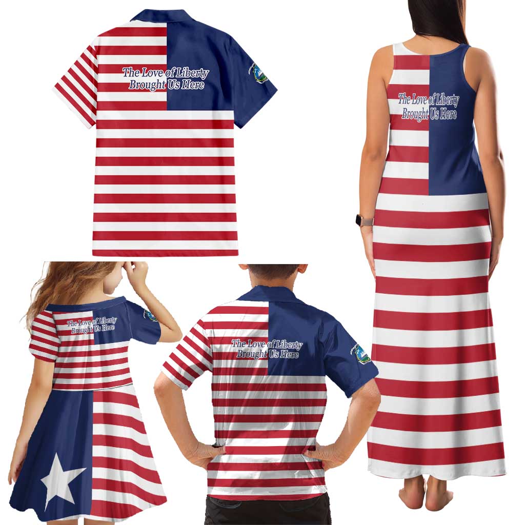 Liberia Flag Style Family Matching Tank Maxi Dress and Hawaiian Shirt The Love of Liberty Brought Us Here