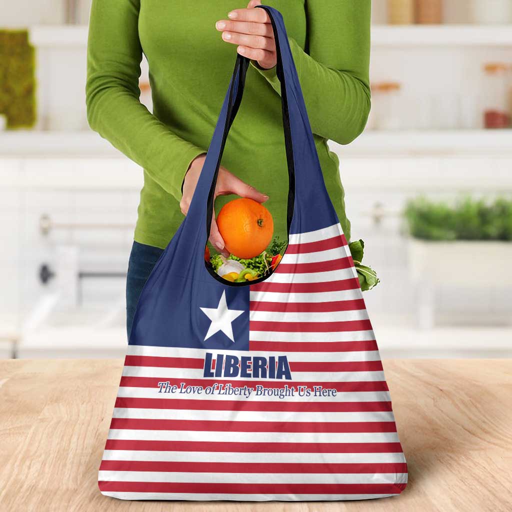 Liberia Flag Style Grocery Bag The Love of Liberty Brought Us Here
