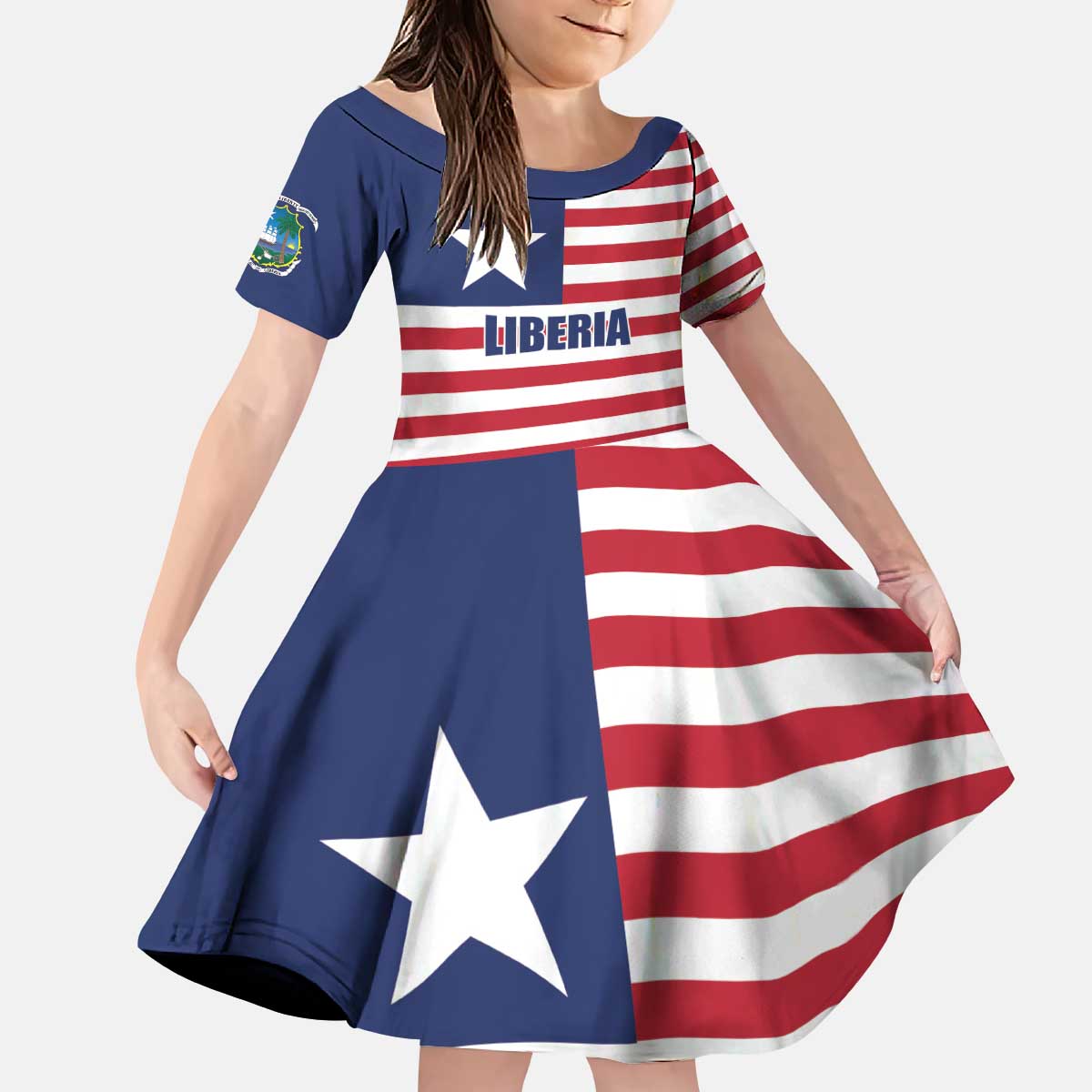 Liberia Flag Style Kid Short Sleeve Dress The Love of Liberty Brought Us Here