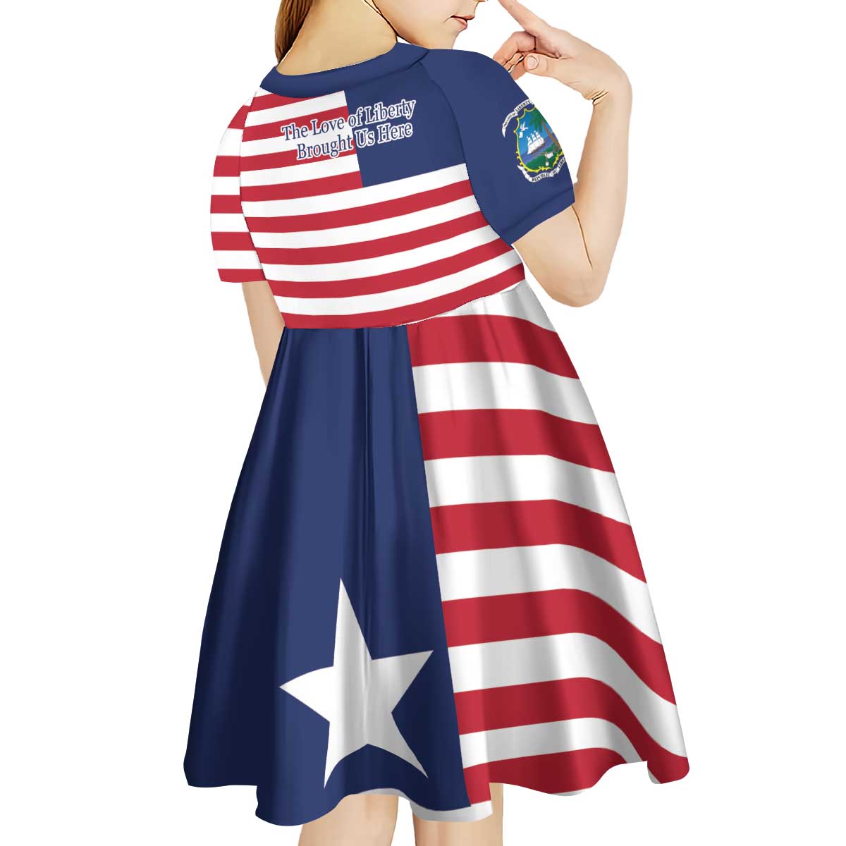 Liberia Flag Style Kid Short Sleeve Dress The Love of Liberty Brought Us Here