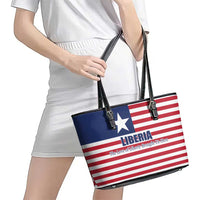 Liberia Flag Style Leather Tote Bag The Love of Liberty Brought Us Here