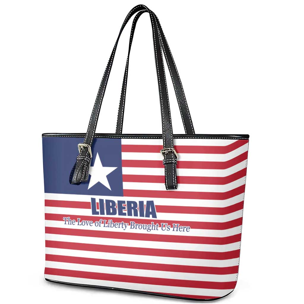 Liberia Flag Style Leather Tote Bag The Love of Liberty Brought Us Here