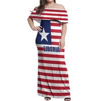 Liberia Flag Style Off Shoulder Maxi Dress The Love of Liberty Brought Us Here