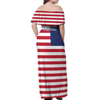 Liberia Flag Style Off Shoulder Maxi Dress The Love of Liberty Brought Us Here