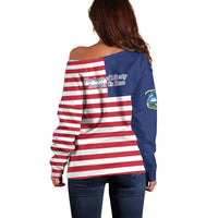 Liberia Flag Style Off Shoulder Sweater The Love of Liberty Brought Us Here