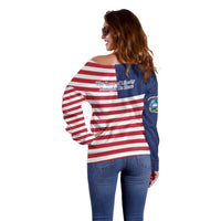 Liberia Flag Style Off Shoulder Sweater The Love of Liberty Brought Us Here
