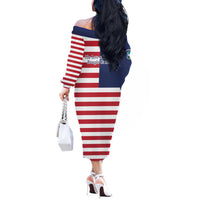 Liberia Flag Style Off The Shoulder Long Sleeve Dress The Love of Liberty Brought Us Here