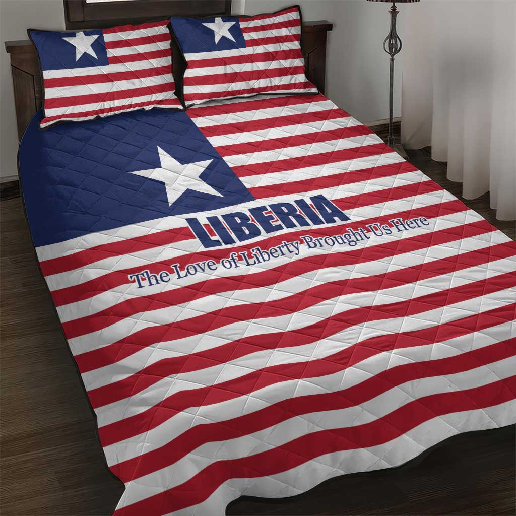 Liberia Flag Style Quilt Bed Set The Love of Liberty Brought Us Here