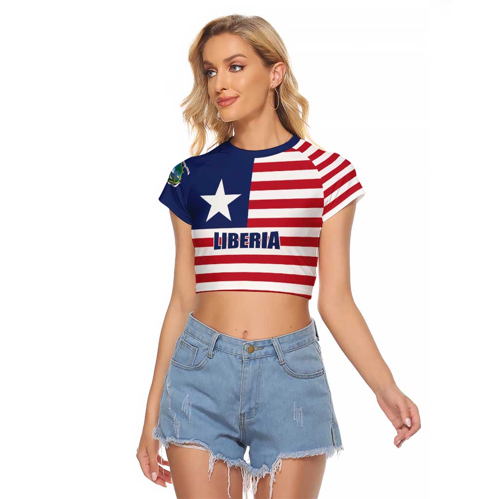 Liberia Flag Style Raglan Cropped T Shirt The Love of Liberty Brought Us Here