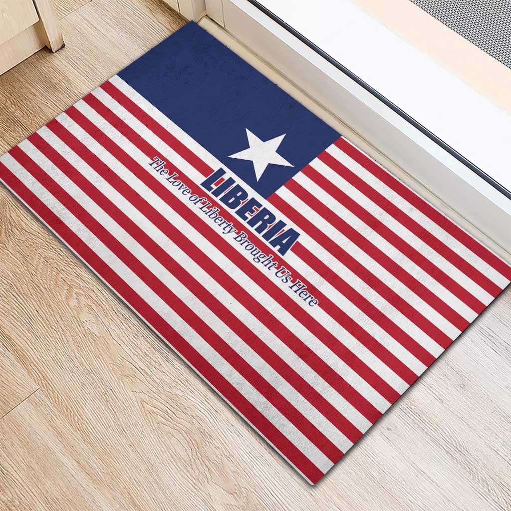 Liberia Flag Style Rubber Doormat The Love of Liberty Brought Us Here