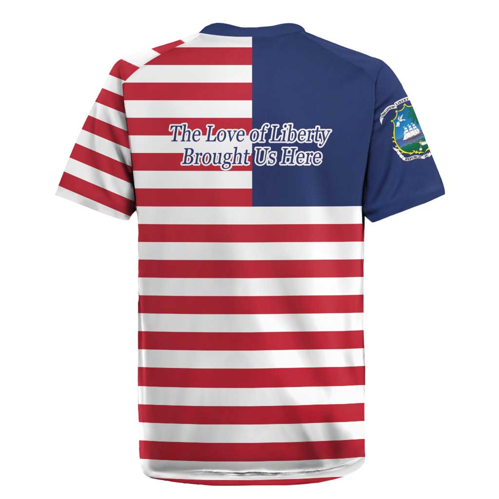 Liberia Flag Style Rugby Jersey The Love of Liberty Brought Us Here