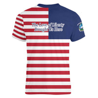 Liberia Flag Style Women V-Neck T-Shirt The Love of Liberty Brought Us Here