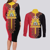Haiti First Empire 1804-1806 Couples Matching Long Sleeve Bodycon Dress and Long Sleeve Button Shirt Liberte ou la Mort!