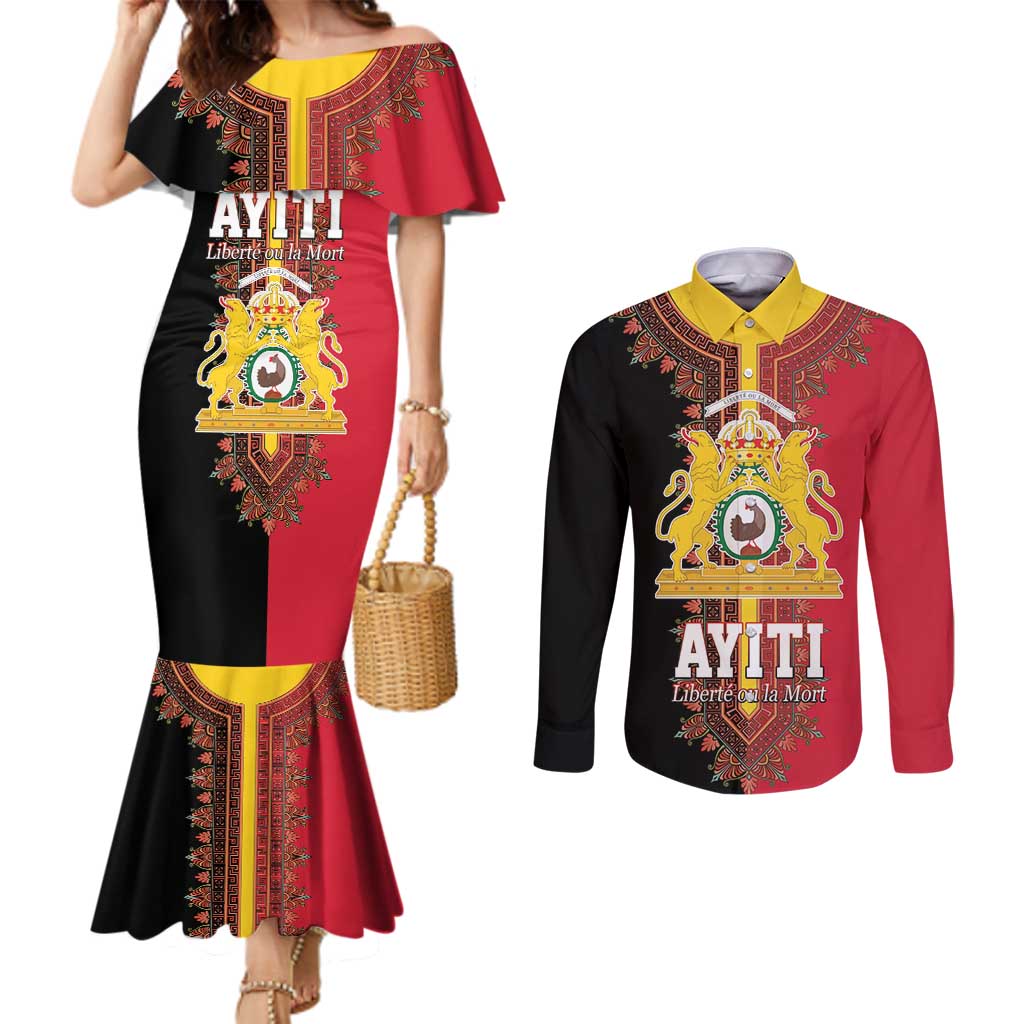 Haiti First Empire 1804-1806 Couples Matching Mermaid Dress and Long Sleeve Button Shirt Liberte ou la Mort!