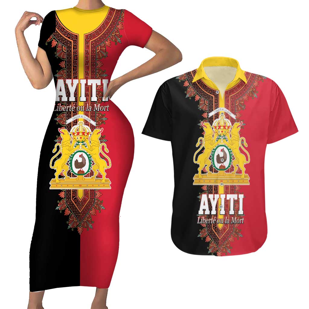 Haiti First Empire 1804-1806 Couples Matching Short Sleeve Bodycon Dress and Hawaiian Shirt Liberte ou la Mort!