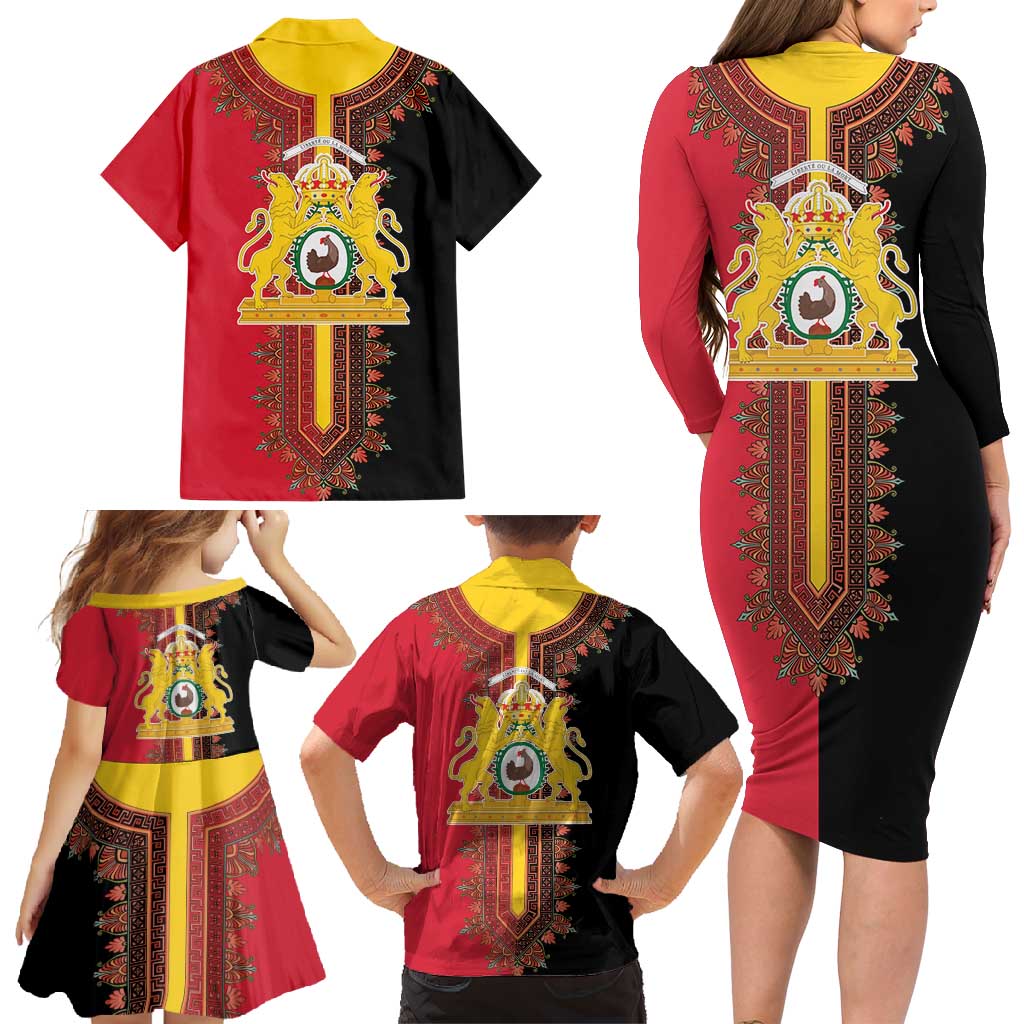 Haiti First Empire 1804-1806 Family Matching Long Sleeve Bodycon Dress and Hawaiian Shirt Liberte ou la Mort!