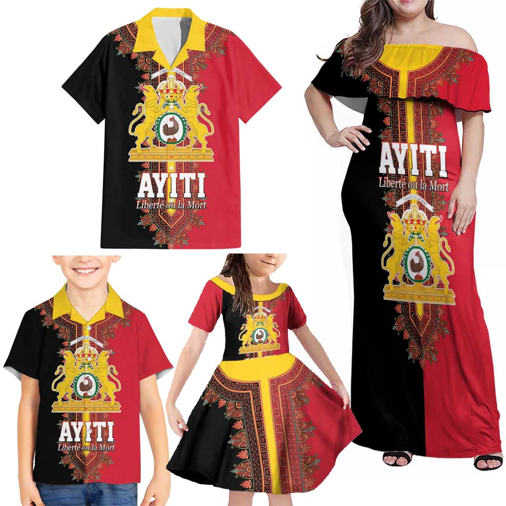 Haiti First Empire 1804-1806 Family Matching Off Shoulder Maxi Dress and Hawaiian Shirt Liberte ou la Mort!