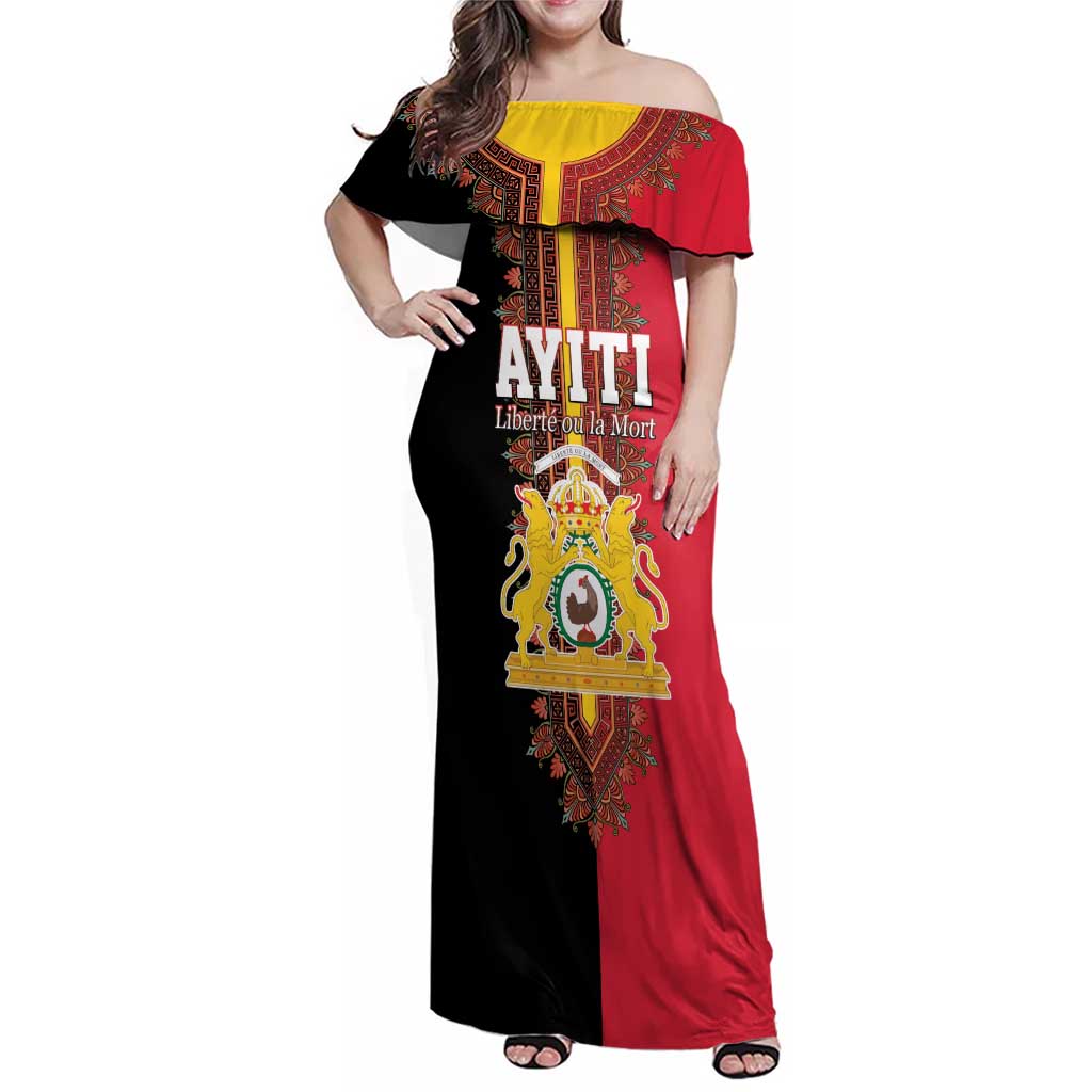 Haiti First Empire 1804-1806 Family Matching Off Shoulder Maxi Dress and Hawaiian Shirt Liberte ou la Mort!