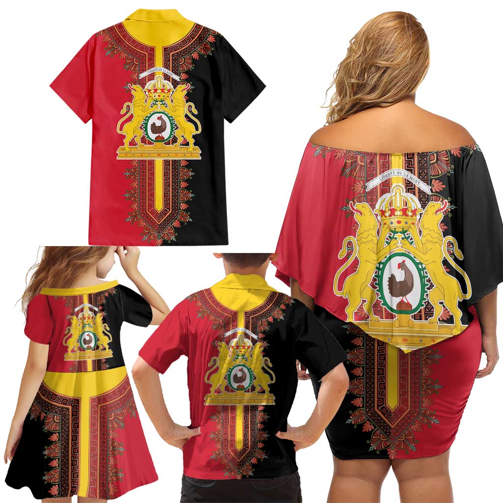 Haiti First Empire 1804-1806 Family Matching Off Shoulder Short Dress and Hawaiian Shirt Liberte ou la Mort!