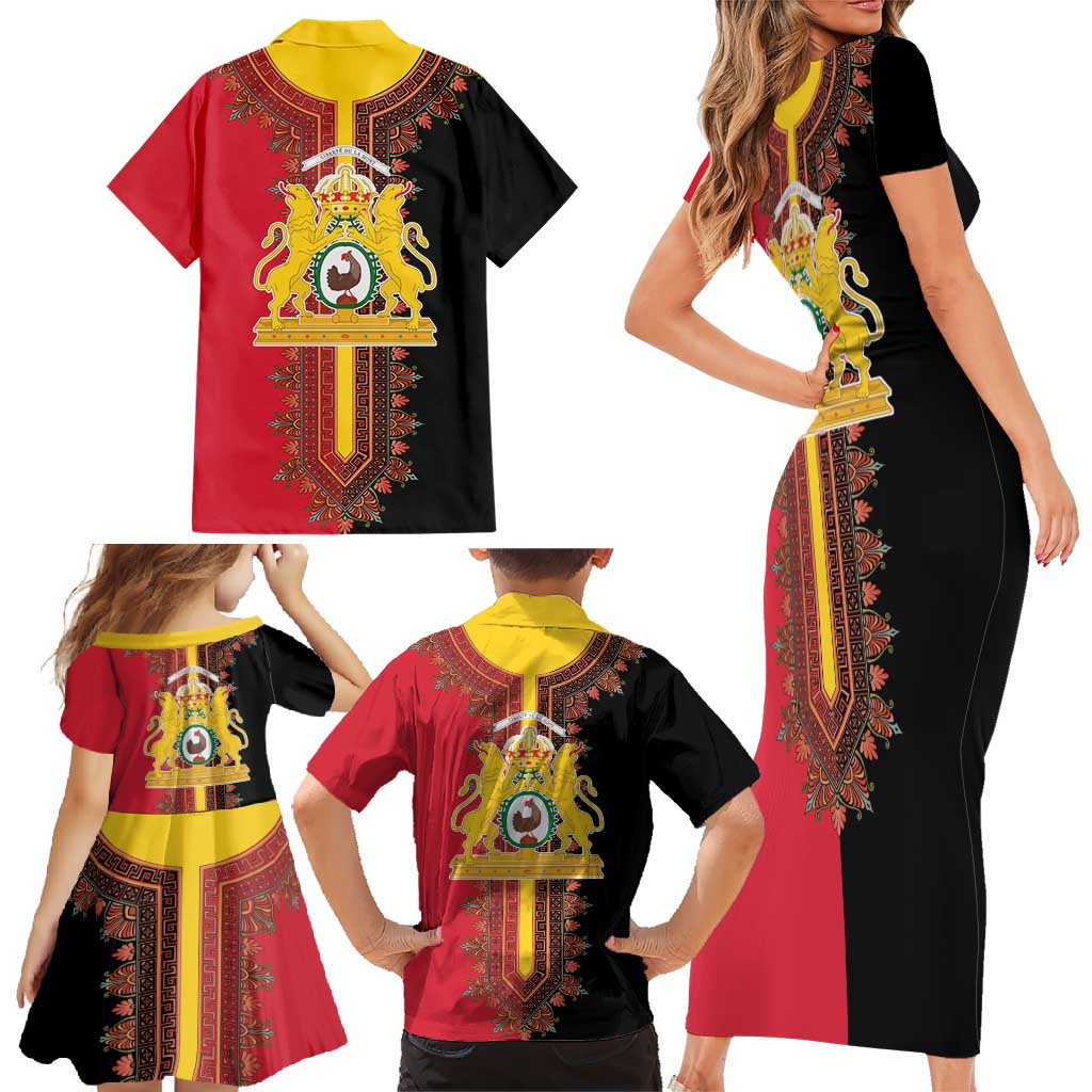 Haiti First Empire 1804-1806 Family Matching Short Sleeve Bodycon Dress and Hawaiian Shirt Liberte ou la Mort!