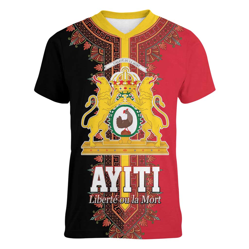 Haiti First Empire 1804-1806 Women V-Neck T-Shirt Liberte ou la Mort!