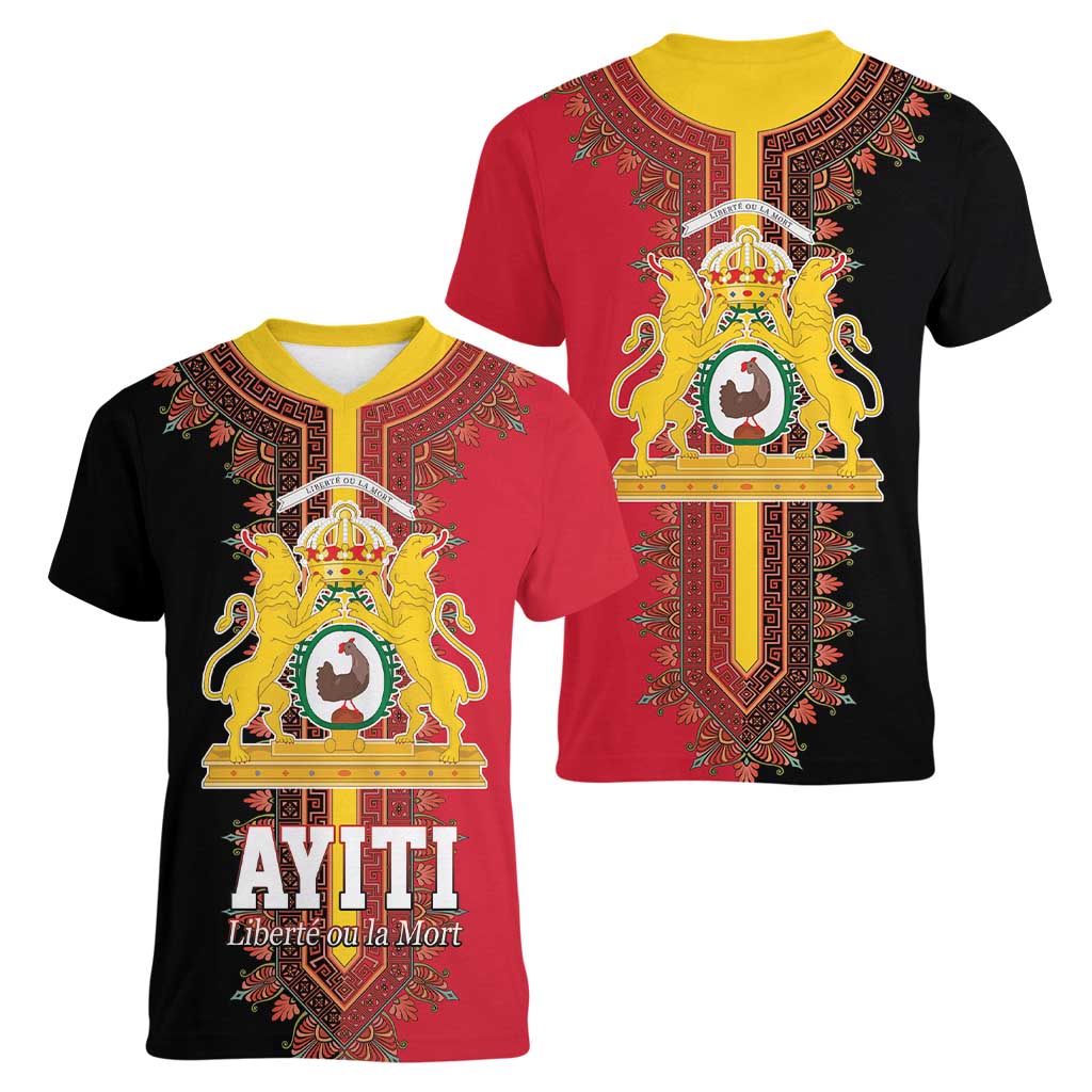 Haiti First Empire 1804-1806 Women V-Neck T-Shirt Liberte ou la Mort!
