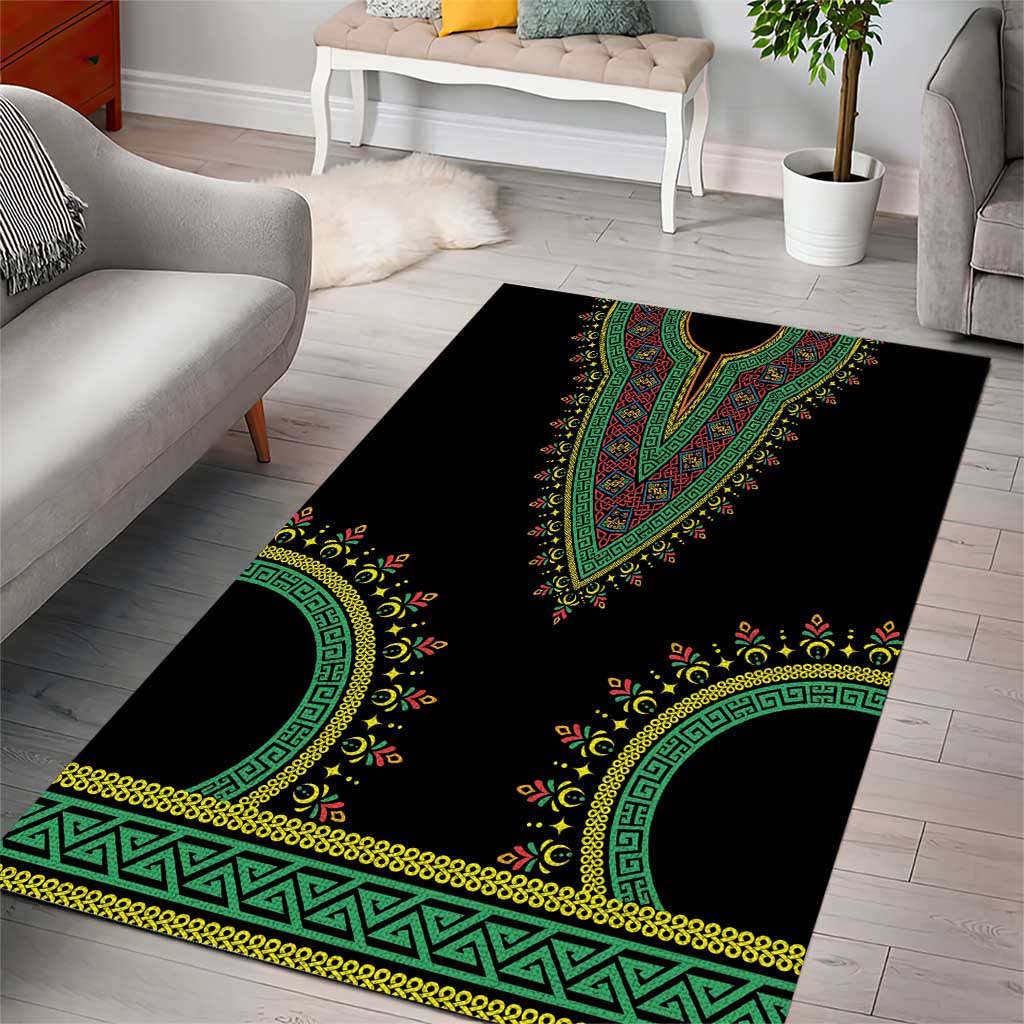 Liberia Coat of Arms Area Rug African Dashiki Style