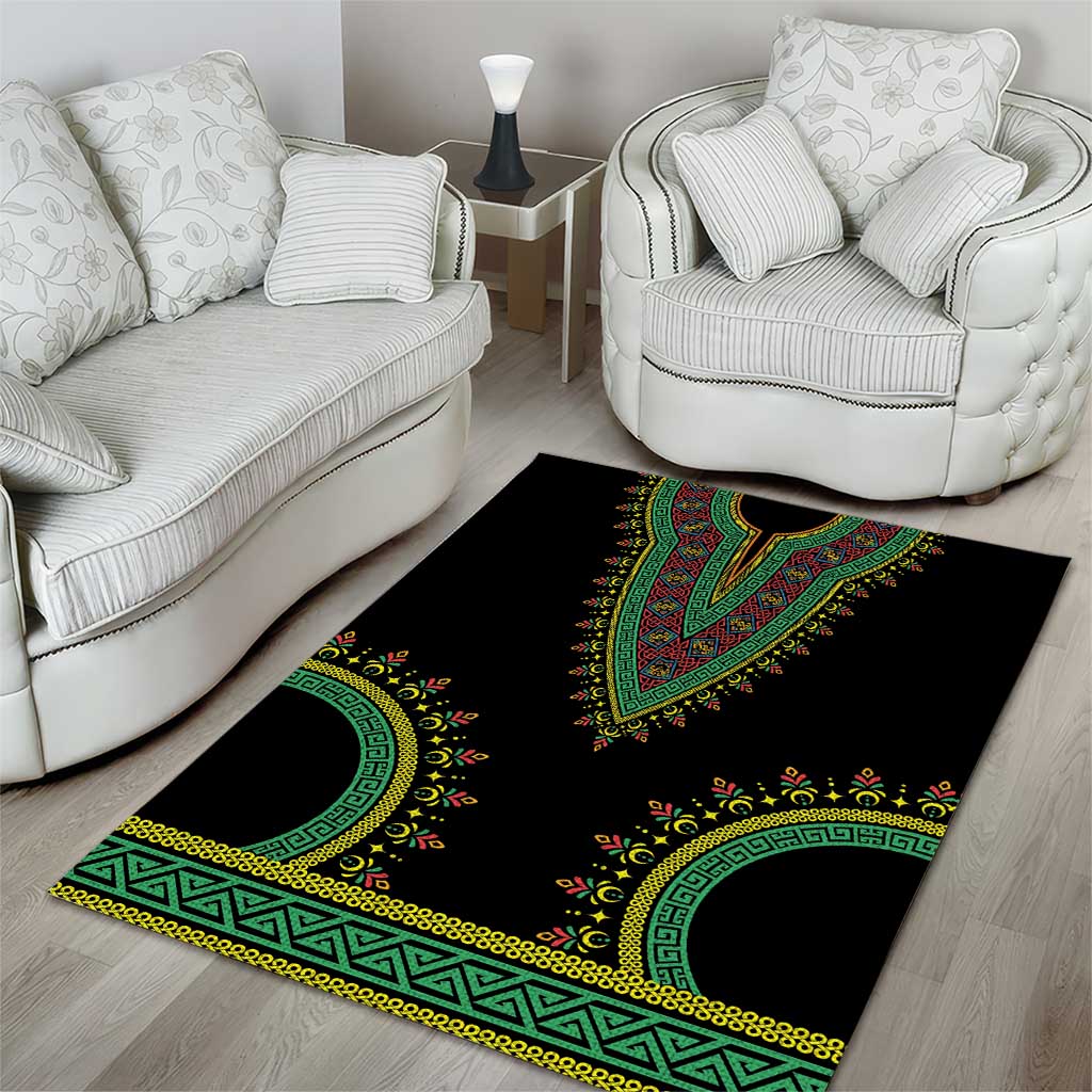 Liberia Coat of Arms Area Rug African Dashiki Style