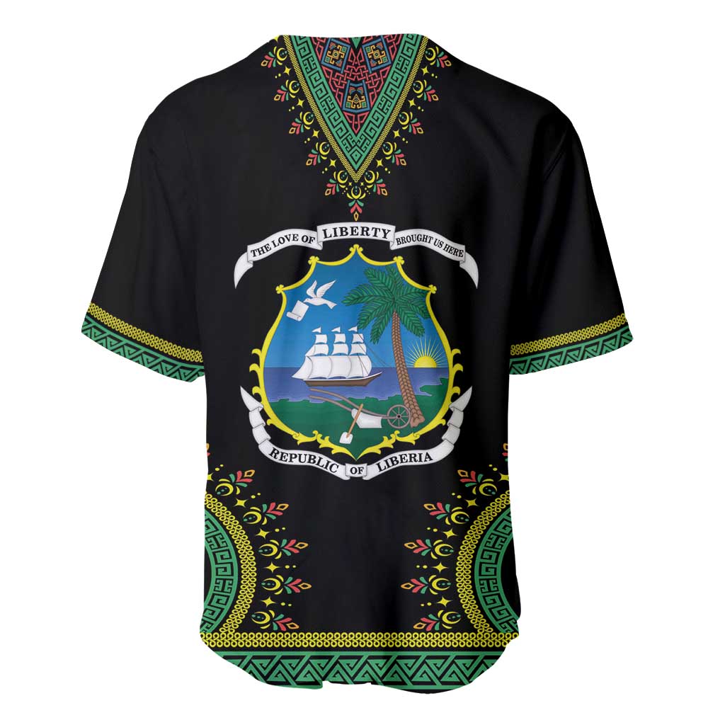Liberia Coat of Arms Baseball Jersey African Dashiki Style