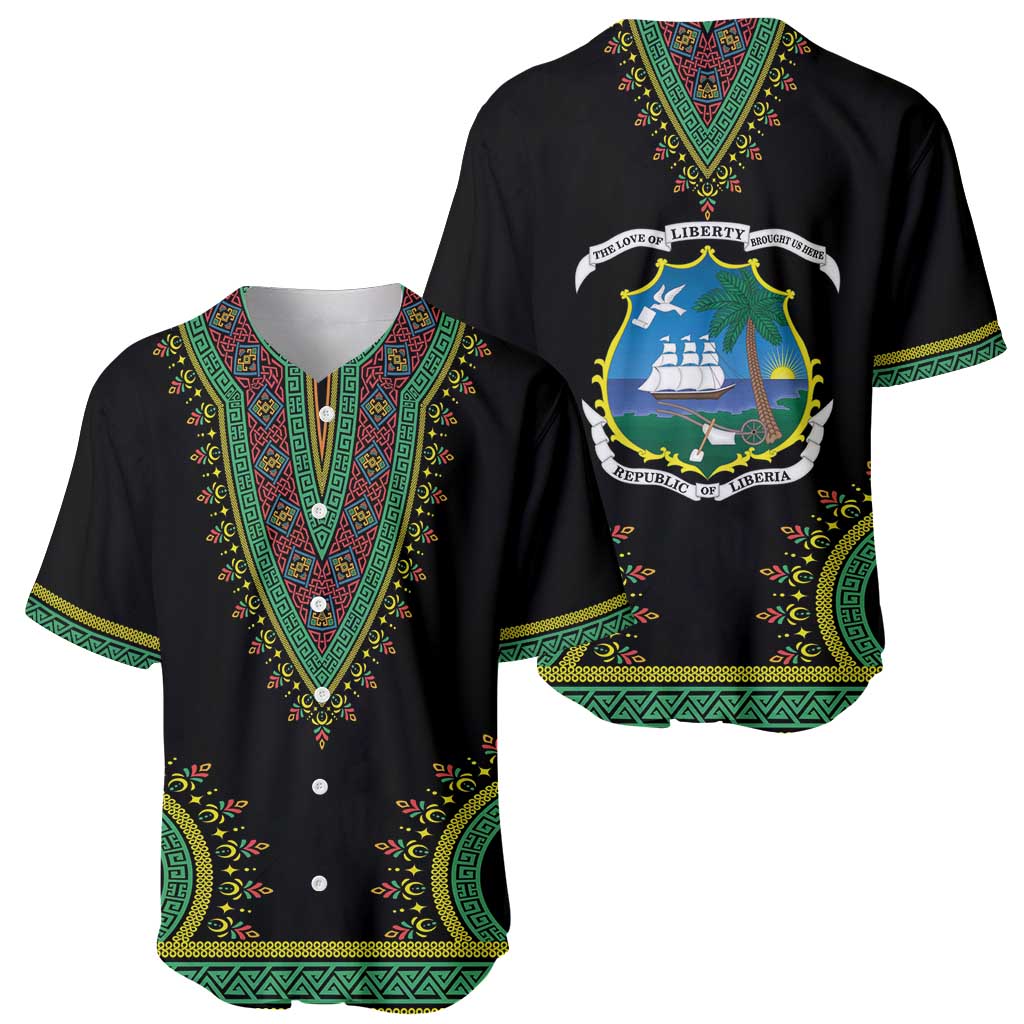 Liberia Coat of Arms Baseball Jersey African Dashiki Style