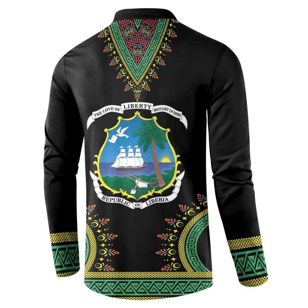 Liberia Coat of Arms Button Sweatshirt African Dashiki Style