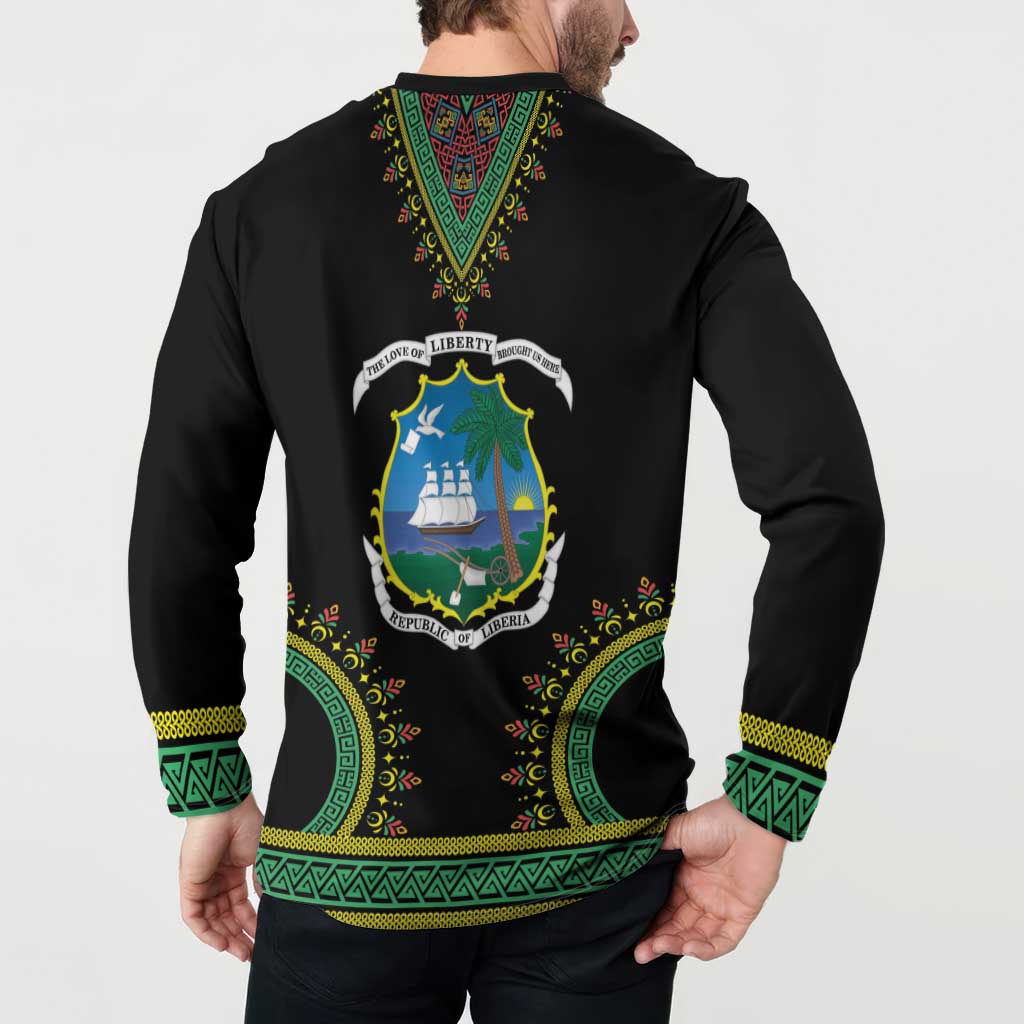 Liberia Coat of Arms Button Sweatshirt African Dashiki Style