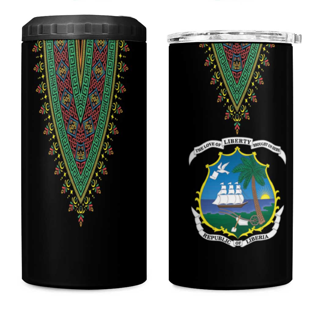 Liberia Coat of Arms 4 in 1 Can Cooler Tumbler African Dashiki Style