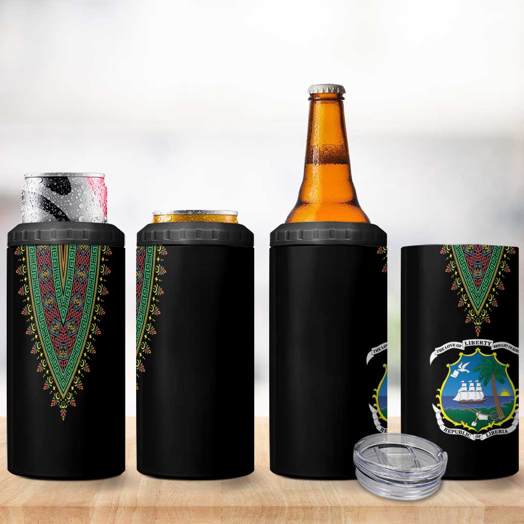 Liberia Coat of Arms 4 in 1 Can Cooler Tumbler African Dashiki Style