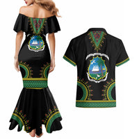 Liberia Coat of Arms Couples Matching Mermaid Dress and Hawaiian Shirt African Dashiki Style