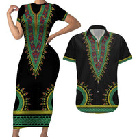 Liberia Coat of Arms Couples Matching Short Sleeve Bodycon Dress and Hawaiian Shirt African Dashiki Style