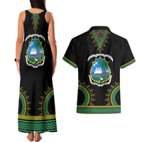Liberia Coat of Arms Couples Matching Tank Maxi Dress and Hawaiian Shirt African Dashiki Style