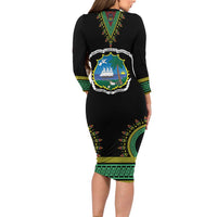 Liberia Coat of Arms Family Matching Long Sleeve Bodycon Dress and Hawaiian Shirt African Dashiki Style