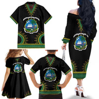 Liberia Coat of Arms Family Matching Off The Shoulder Long Sleeve Dress and Hawaiian Shirt African Dashiki Style