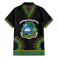 Liberia Coat of Arms Family Matching Off The Shoulder Long Sleeve Dress and Hawaiian Shirt African Dashiki Style