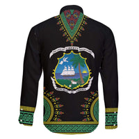 Liberia Coat of Arms Family Matching Off The Shoulder Long Sleeve Dress and Hawaiian Shirt African Dashiki Style
