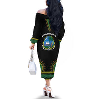 Liberia Coat of Arms Family Matching Off The Shoulder Long Sleeve Dress and Hawaiian Shirt African Dashiki Style